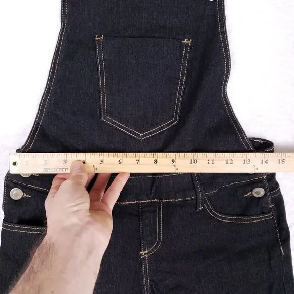 Papaya Jeans Denim Overall Shorts Womens M Dark Wash Adjustable Straps Y2K Indie - Picture 3 of 10